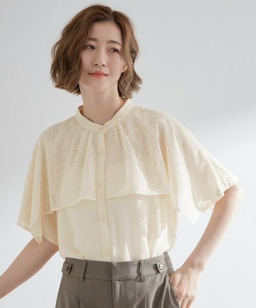 grove / グローブ シャツ・ブラウス | 透け感と刺繍で魅せる ペイズリー刺繍ケープブラウス | 詳細1