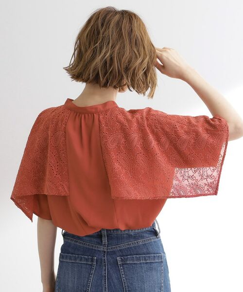 grove / グローブ シャツ・ブラウス | 透け感と刺繍で魅せる ペイズリー刺繍ケープブラウス | 詳細10