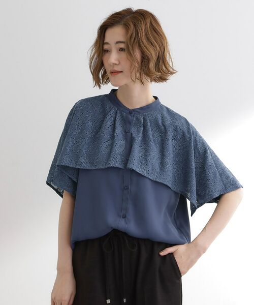 grove / グローブ シャツ・ブラウス | 透け感と刺繍で魅せる ペイズリー刺繍ケープブラウス | 詳細13