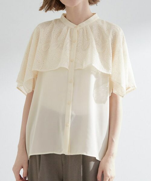 grove / グローブ シャツ・ブラウス | 透け感と刺繍で魅せる ペイズリー刺繍ケープブラウス | 詳細17