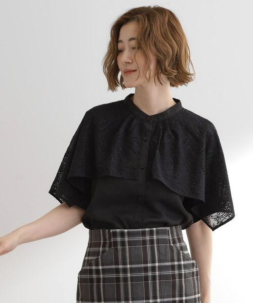 grove / グローブ シャツ・ブラウス | 透け感と刺繍で魅せる ペイズリー刺繍ケープブラウス | 詳細5