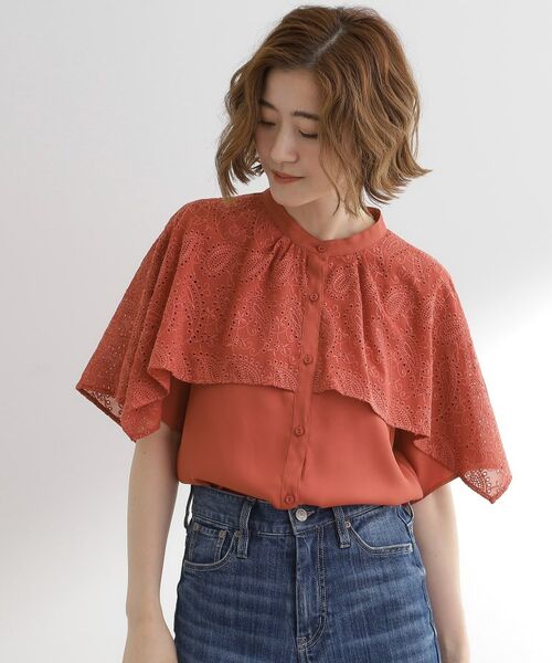 grove / グローブ シャツ・ブラウス | 透け感と刺繍で魅せる ペイズリー刺繍ケープブラウス | 詳細9
