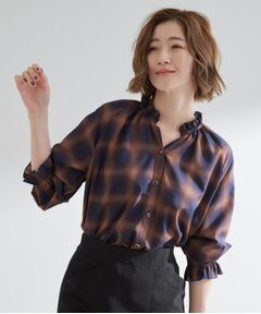 grove / グローブ シャツ・ブラウス | 衿もとすっきり一枚で映える 涼しげ秋色チェックブラウス