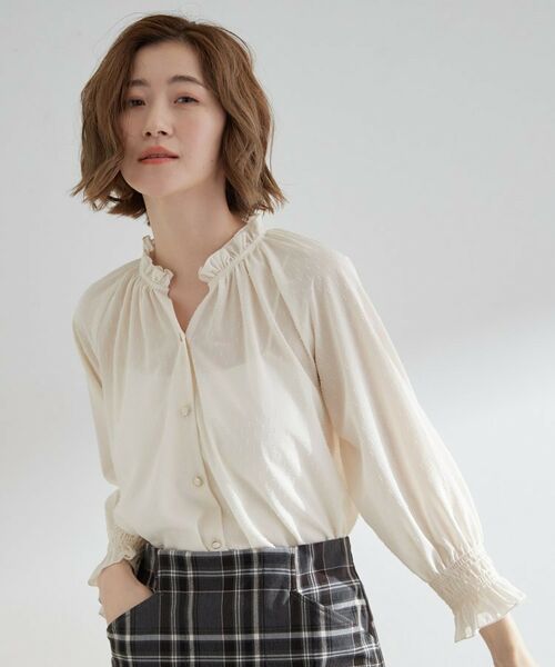 grove / グローブ シャツ・ブラウス | 衿もとすっきり一枚で映える 涼しげ秋色チェックブラウス | 詳細1