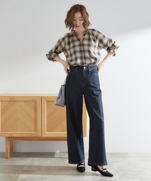 grove / グローブ シャツ・ブラウス | 衿もとすっきり一枚で映える 涼しげ秋色チェックブラウス | 詳細15