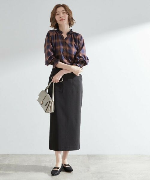 grove / グローブ シャツ・ブラウス | 衿もとすっきり一枚で映える 涼しげ秋色チェックブラウス | 詳細18