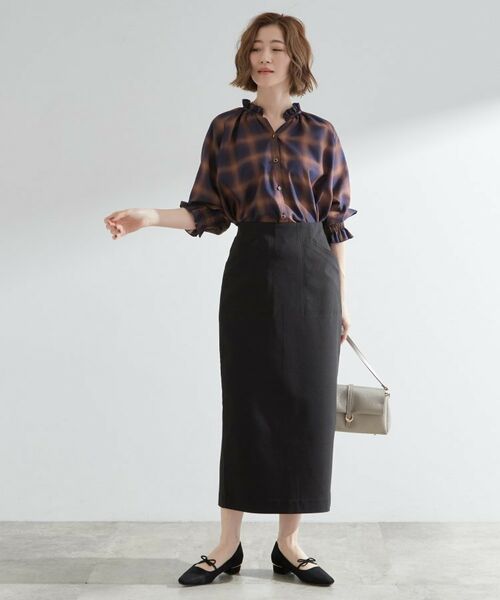 grove / グローブ シャツ・ブラウス | 衿もとすっきり一枚で映える 涼しげ秋色チェックブラウス | 詳細19