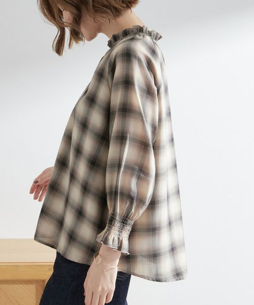 grove / グローブ シャツ・ブラウス | 衿もとすっきり一枚で映える 涼しげ秋色チェックブラウス | 詳細22