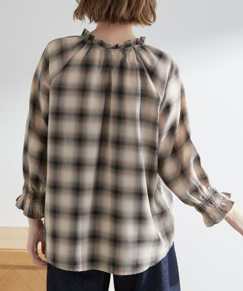 grove / グローブ シャツ・ブラウス | 衿もとすっきり一枚で映える 涼しげ秋色チェックブラウス | 詳細23