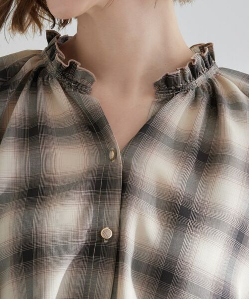 grove / グローブ シャツ・ブラウス | 衿もとすっきり一枚で映える 涼しげ秋色チェックブラウス | 詳細24