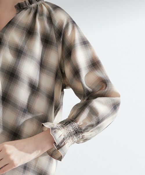 grove / グローブ シャツ・ブラウス | 衿もとすっきり一枚で映える 涼しげ秋色チェックブラウス | 詳細25