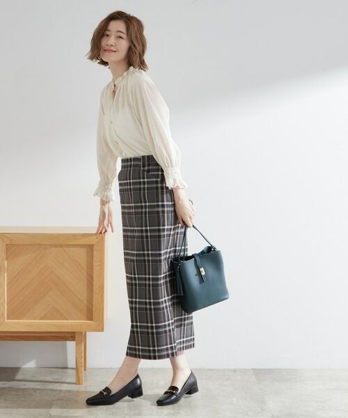 grove / グローブ シャツ・ブラウス | 衿もとすっきり一枚で映える 涼しげ秋色チェックブラウス | 詳細3