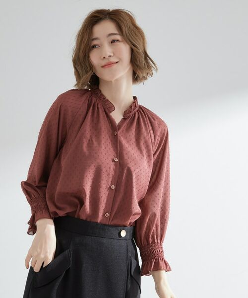 grove / グローブ シャツ・ブラウス | 衿もとすっきり一枚で映える 涼しげ秋色チェックブラウス | 詳細9