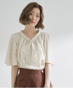 grove / グローブ シャツ・ブラウス | 【お仕事/二の腕カバー】パール調使いが華やか 上品ボウタイブラウス