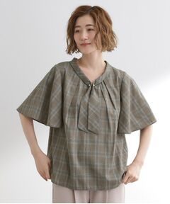 grove / グローブ シャツ・ブラウス | 【お仕事/二の腕カバー】パール調使いが華やか 上品ボウタイブラウス