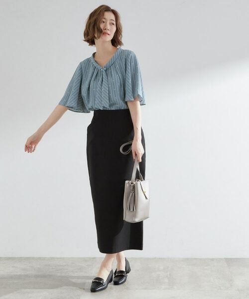 grove / グローブ シャツ・ブラウス | 【お仕事/二の腕カバー】パール調使いが華やか 上品ボウタイブラウス | 詳細10