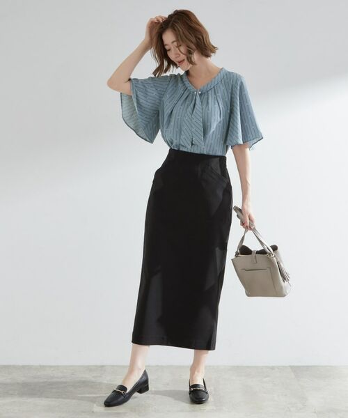 grove / グローブ シャツ・ブラウス | 【お仕事/二の腕カバー】パール調使いが華やか 上品ボウタイブラウス | 詳細11