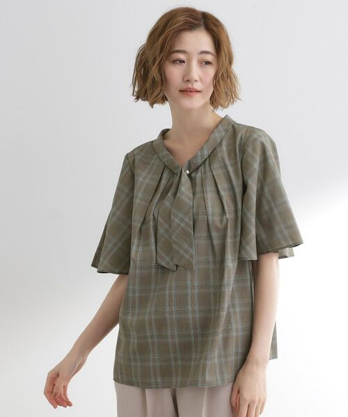 grove / グローブ シャツ・ブラウス | 【お仕事/二の腕カバー】パール調使いが華やか 上品ボウタイブラウス | 詳細14