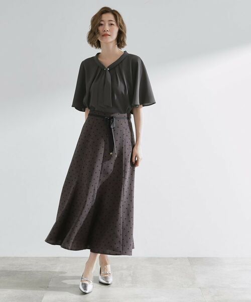 grove / グローブ シャツ・ブラウス | 【お仕事/二の腕カバー】パール調使いが華やか 上品ボウタイブラウス | 詳細3