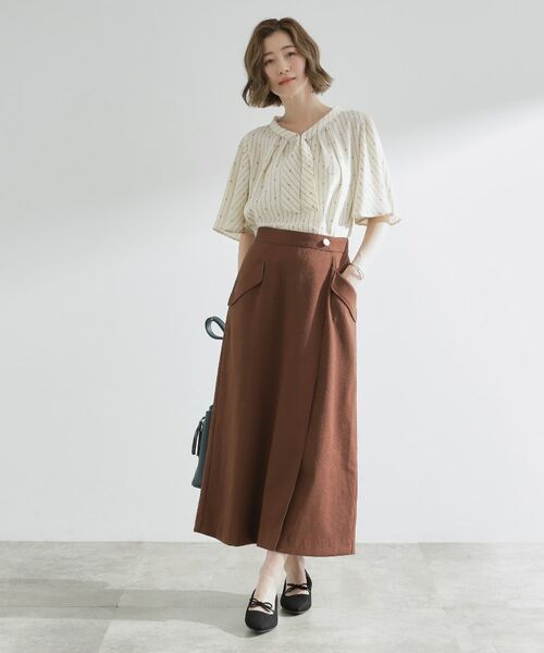 grove / グローブ シャツ・ブラウス | 【お仕事/二の腕カバー】パール調使いが華やか 上品ボウタイブラウス | 詳細6