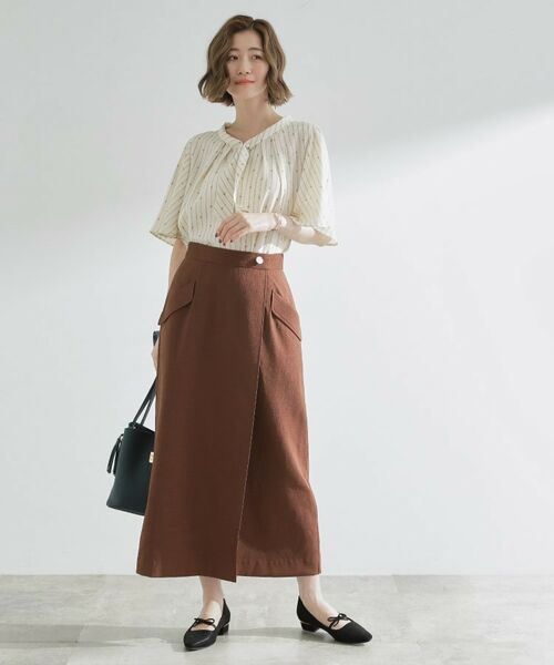 grove / グローブ シャツ・ブラウス | 【お仕事/二の腕カバー】パール調使いが華やか 上品ボウタイブラウス | 詳細7