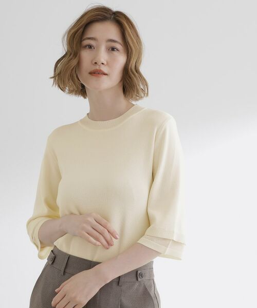 grove / グローブ ニット・セーター | 【ひんやり多機能】やわらかドライタッチ 袖口シアードッキングプルオーバー | 詳細1