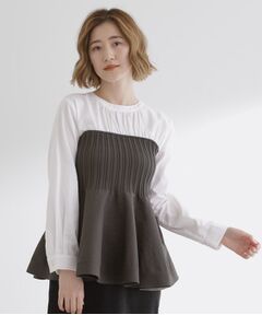 grove / グローブ シャツ・ブラウス | 一枚でトレンド完成！体型カバーも叶うニットビスチェドッキングブラウス