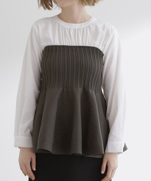grove / グローブ シャツ・ブラウス | 一枚でトレンド完成!体型カバーも叶うニットビスチェドッキングブラウス | 詳細13