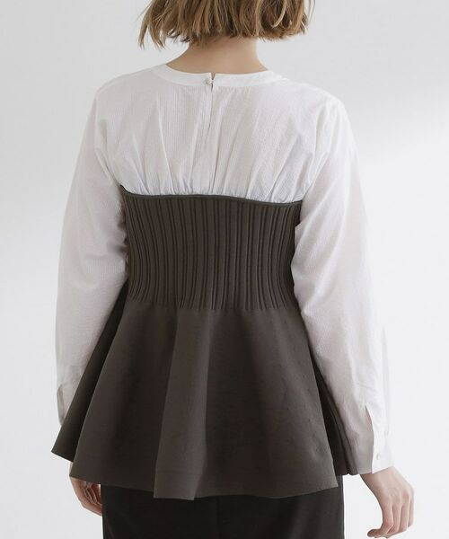 grove / グローブ シャツ・ブラウス | 一枚でトレンド完成!体型カバーも叶うニットビスチェドッキングブラウス | 詳細15