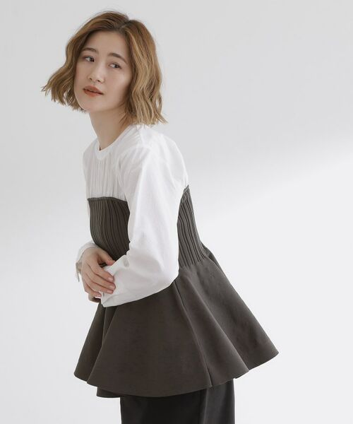 grove / グローブ シャツ・ブラウス | 一枚でトレンド完成!体型カバーも叶うニットビスチェドッキングブラウス | 詳細5