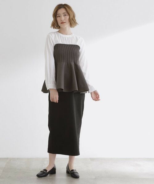grove / グローブ シャツ・ブラウス | 一枚でトレンド完成!体型カバーも叶うニットビスチェドッキングブラウス | 詳細7