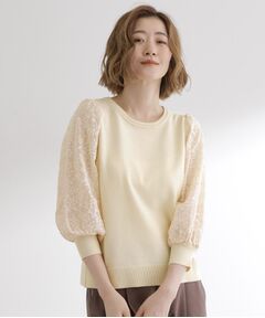 grove / グローブ ニット・セーター | 【二の腕カバー】繊細さと上品さをまとう袖刺繍プルオーバーニット