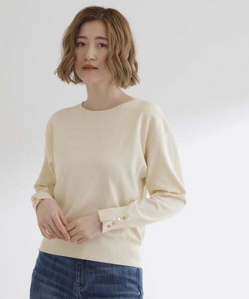 grove / グローブ ニット・セーター | ON/OFF毎日使える！袖口ボタンドロップショルダーニット | 詳細1