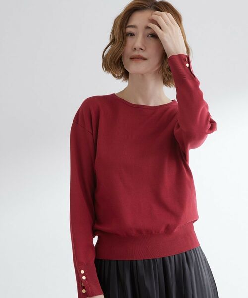 grove / グローブ ニット・セーター | ON/OFF毎日使える！袖口ボタンドロップショルダーニット | 詳細13