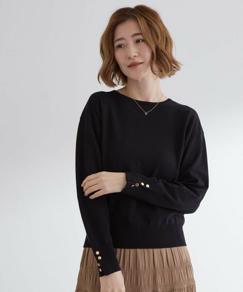 grove / グローブ ニット・セーター | ON/OFF毎日使える！袖口ボタンドロップショルダーニット | 詳細5