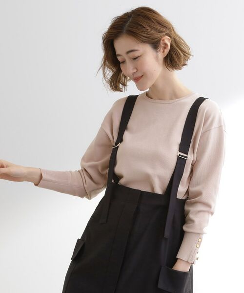 grove/グローブ ON/OFF毎日使える！袖口ボタンドロップショルダーニット ペールピンク(070) 04(LL)