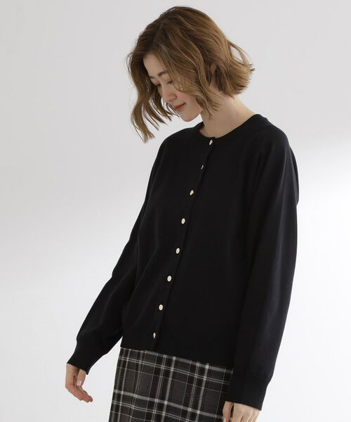 grove / グローブ カーディガン・ボレロ | 【洗える】シンプルに映える、ラグランスリーブカーディガン(ブラック(019))