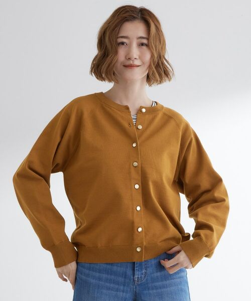 grove / グローブ カーディガン・ボレロ | 【洗える】シンプルに映える、ラグランスリーブカーディガン(キャメルブラウン(041))