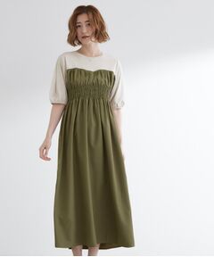 grove / グローブ ロング・マキシ丈ワンピース | 【洗える/二の腕カバー】一枚で映える！ビスチェドッキングワンピース