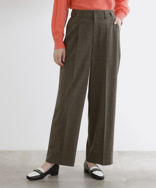 grove / グローブ パンツ | 【洗える】毎日履きたいチェックワイドパンツ(グレーチェック(219))