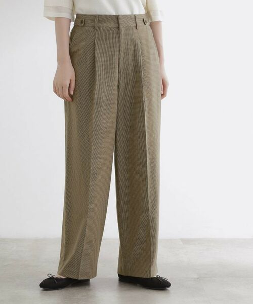 grove / グローブ パンツ | 【洗える】毎日履きたいチェックワイドパンツ(ベージュチェック(242))