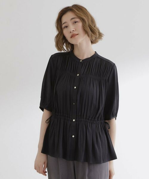grove / グローブ シャツ・ブラウス | 【二の腕/体型カバー】メリハリシルエットが叶うシャーリングブラウス | 詳細1