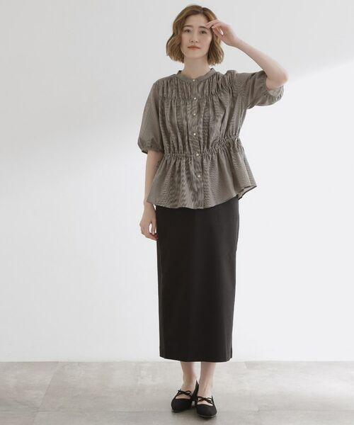 grove / グローブ シャツ・ブラウス | 【二の腕/体型カバー】メリハリシルエットが叶うシャーリングブラウス | 詳細11