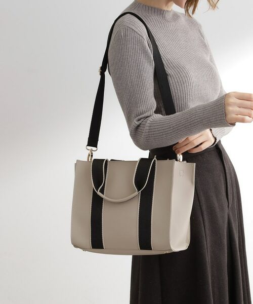 grove / グローブ トートバッグ | テープハンドルスクエア2WAYトート(ライトベージュ(051))