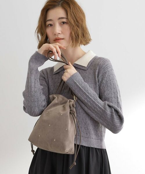grove / グローブ ショルダーバッグ | スタッズスエード調巾着ショルダー | 詳細1
