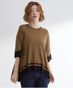 grove / グローブ ニット・セーター | 涼やか体型カバー　配色シアーニットプルオーバー