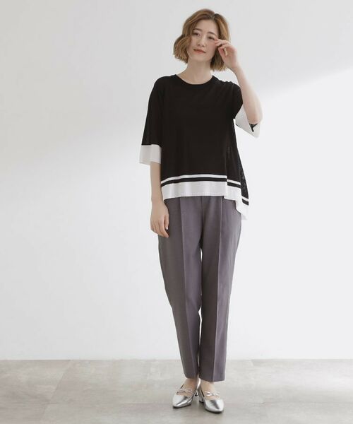 grove / グローブ ニット・セーター | 涼やか体型カバー　配色シアーニットプルオーバー | 詳細10