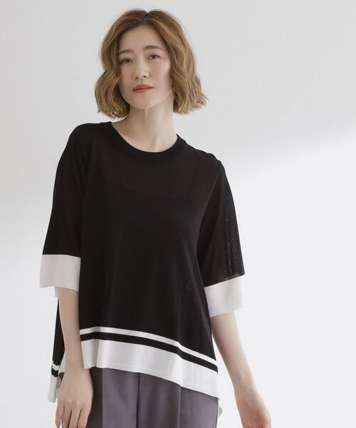 grove / グローブ ニット・セーター | 涼やか体型カバー　配色シアーニットプルオーバー | 詳細9