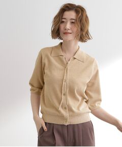 grove / グローブ ニット・セーター | 華やぐラメモールで秋先取り　衿付きプルオーバーニット