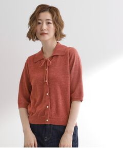 grove / グローブ ニット・セーター | 華やぐラメモールで秋先取り　衿付きプルオーバーニット